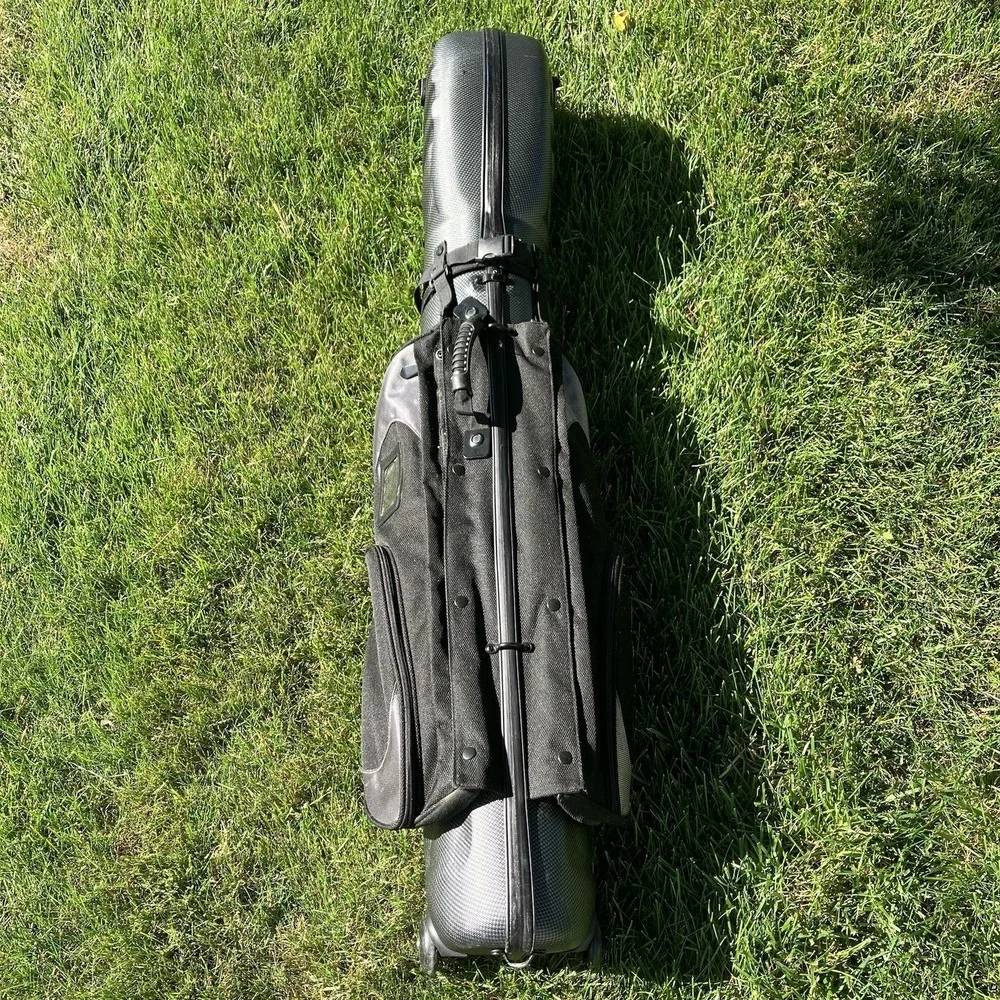 Bag Boy Hard Sided Wheeled Rolling Carbon Fiber Travel Golf Bag Raincover Strap